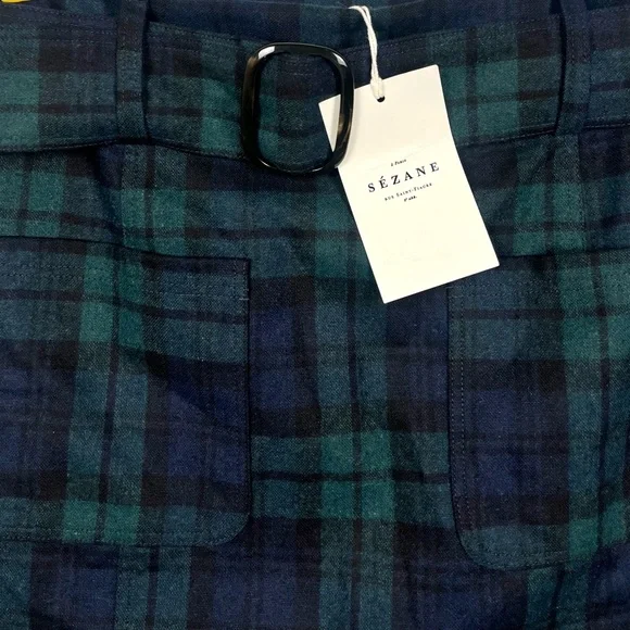 Sezane Green Plaid Mini Skirt - Picture 4 of 8